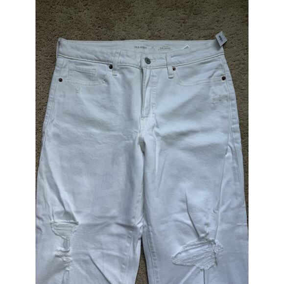 NWT Old Navy Hi Rise OG Loose Secret Smooth Pockets Distressed White Jeans 10 - Picture 3 of 9